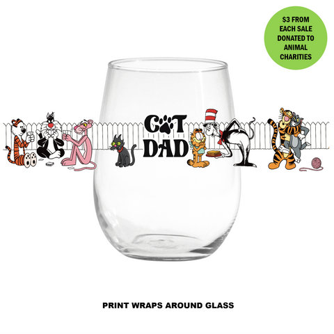 "Cat Dad" 16oz vina glass (minor imperfection)