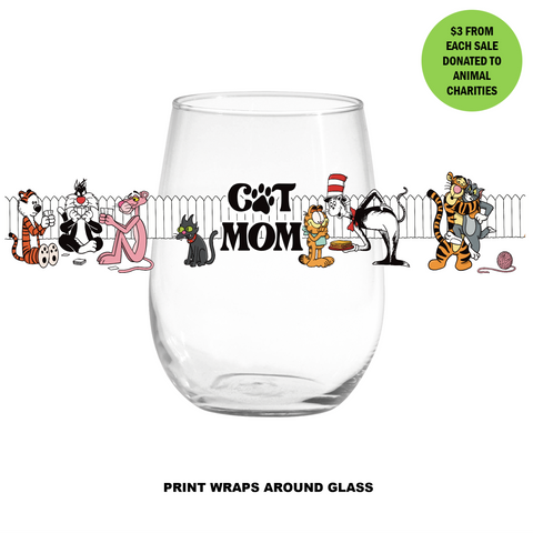 "Cat Mom" 16oz vina glass (minor imperfection)
