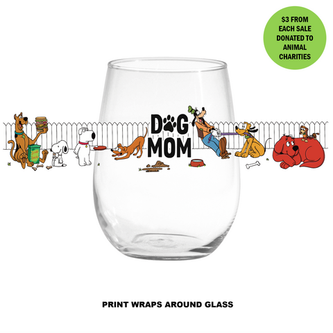"Dog Mom" 16oz vina glass
