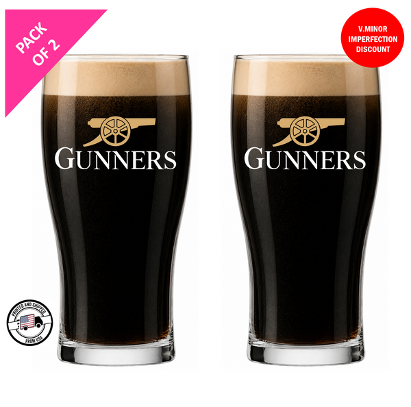 Single Product Image Thumbnail In stock! v.minor imperfect Pack of 2 "GUNNERS" 16oz glasses