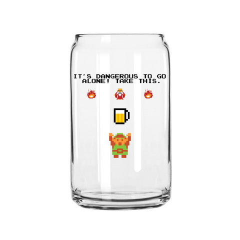 “It's Dangerous To Go Alone” Zelda Link 16oz glass