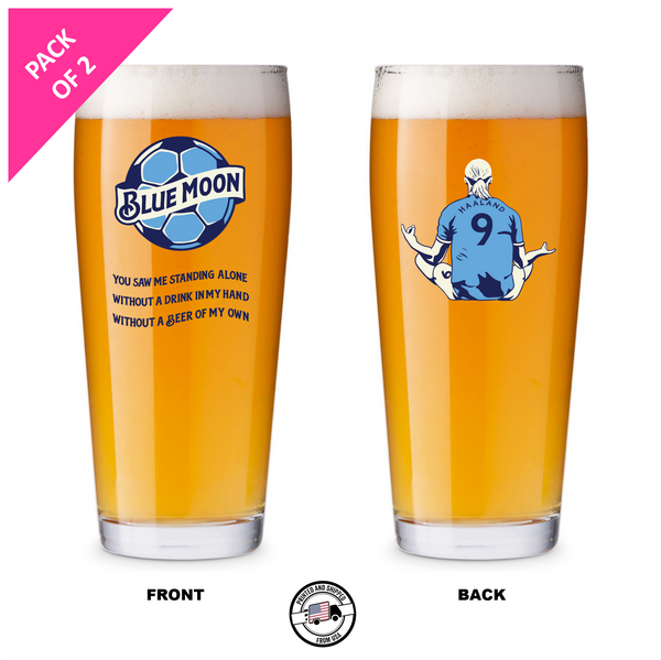 Single Product Image Thumbnail PRE ORDER Pack of 2 "Blue Moon" 16oz Man City glasses