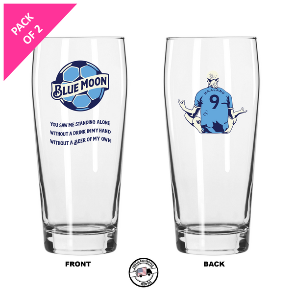Single Product Image Thumbnail PRE ORDER Pack of 2 "Blue Moon" 16oz Man City glasses