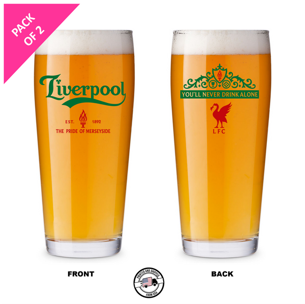 Single Product Image Thumbnail PRE ORDER Pack of 2 "Liverpool" 16oz glasses