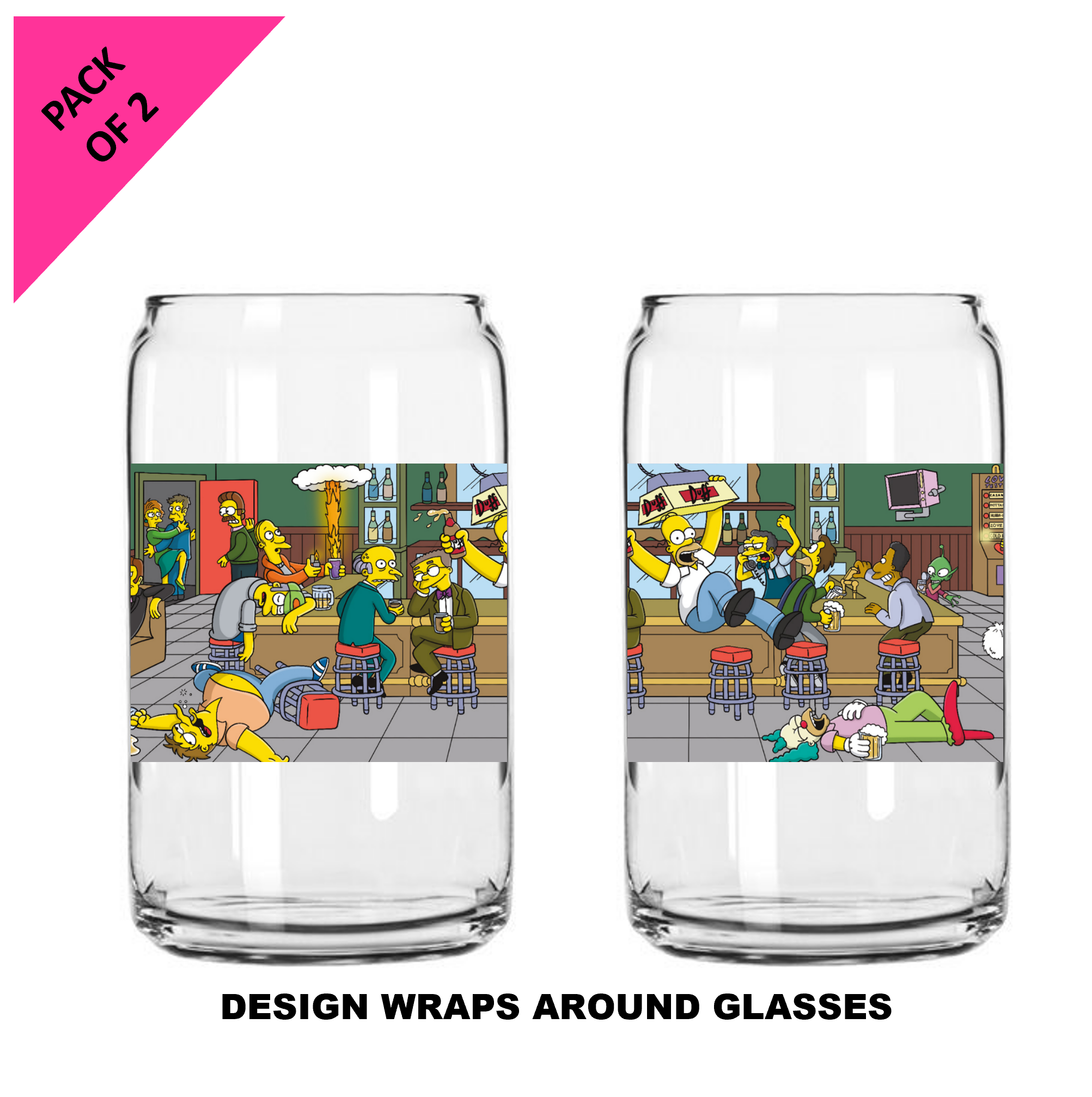 Single Product Image Pack of 2 x “Moe's Tavern” 16oz glasses